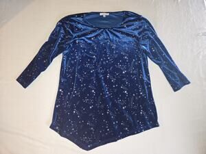 Catalog Favorites Blue Velvet Top Celestial Shooting Star Design Size M